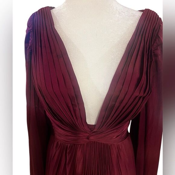 Mac Duggal Ieena for Mac Duggal Pleated Charmeuse Gown in burgundy size 6 - Picture 12 of 12